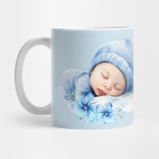 Newborn Baby Boy With  Flowers. Mug